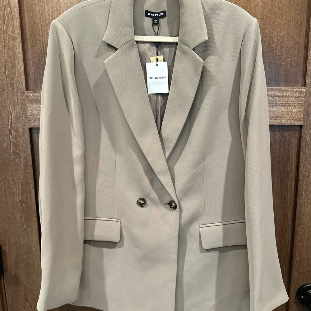 Whistles Tan Blazer Modern Tailored Suit Jacket